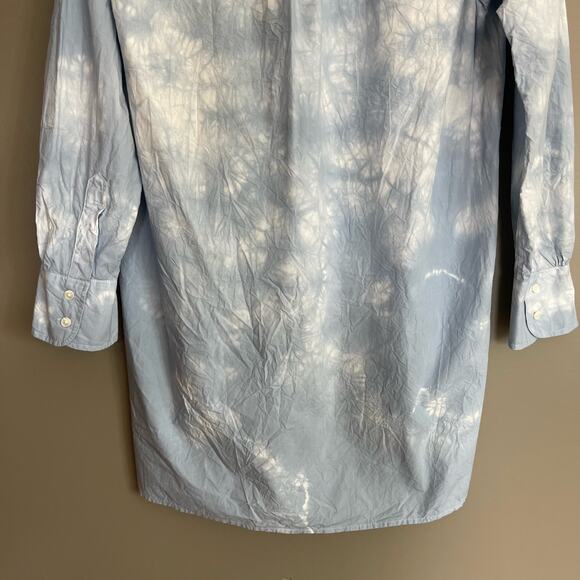 NWT NILI LOTAN Ambrose Tunic Top Blue White Size XS Crinkled Light Blue Tie‎ Dye - Picture 14 of 16